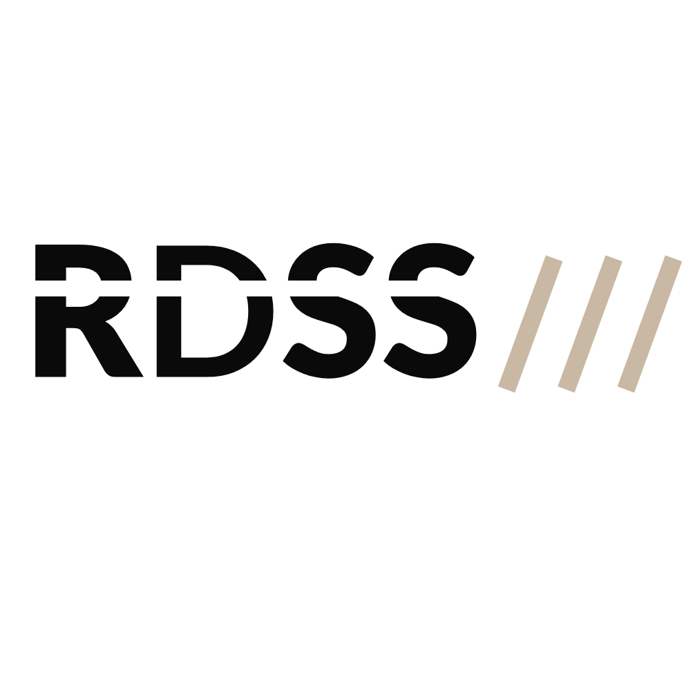 Red Deer Sport + Spine logo, with a horizontal line running through the RDSS letters and three forward slashes.